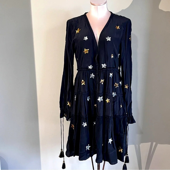 Rococo Sand Revolve Astral mini dress, black sequined stars size medium - Picture 2 of 13